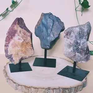 Rough Natural Hematite, Red Jasper, & Fire/Hematoid Quartz on Metal Stand