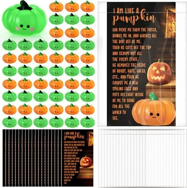 Mini Christian Pumpkin Figures Luminous Thanksgiving Fall Pumpkin with Match Box Glowing in The Dark Halloween Pumpkin Figures for Family Friends Colleague Thanksgiving Halloween Party Favors Home Decor for Fall