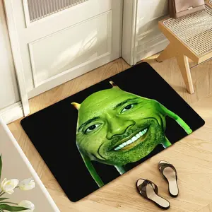 Funny Doormat with Shrek & The Rock Digital Art, Humorous Welcome Mat for Home Entrance, Playful Whimsical Decor for Front Door, Entryway, Bathroom, Kitchen, Bedroom - Eye-Catching Indoor Outdoor Mat, Cartoon Pattern Rug