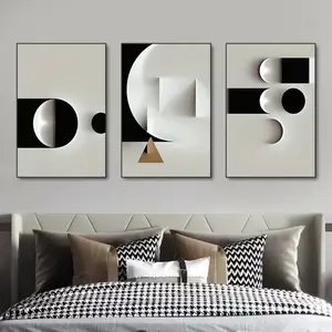 3pcs Nordic Modern Abstract Geometric Wall Art, Frameless Canvas Prints for Living Room & Bedroom Decor, No Model Ca Prop 65 Re