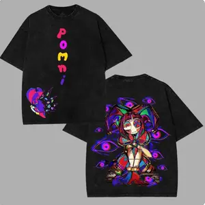 Pomni v2 The Amazing Digital Circus Double Printed Lightweight Acid Washed Tee TV Show Graphic Top Shortsleeve Cotton Gift TShirt, Gift T-Shirt For Movie Lover tees good
