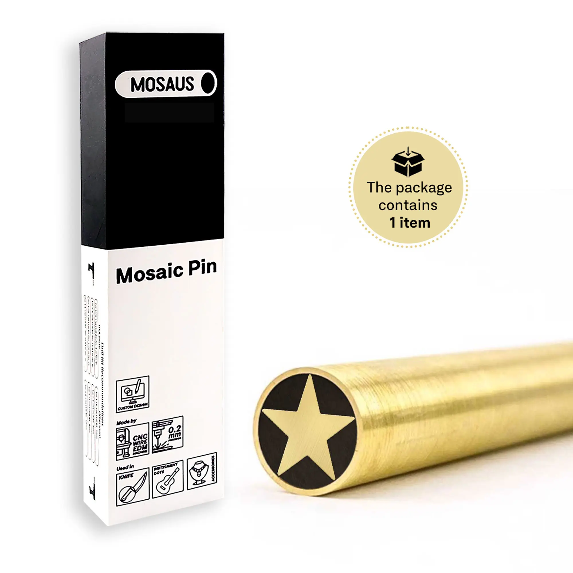 MOSAUS Mosaic Pin for Knife | Star | Brass or Stainless | Decorative Brass Knife Handle Pins