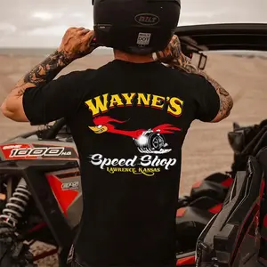 WAYNE'S SPEED SHOP Hot Rod Bird Black Print T-shirt