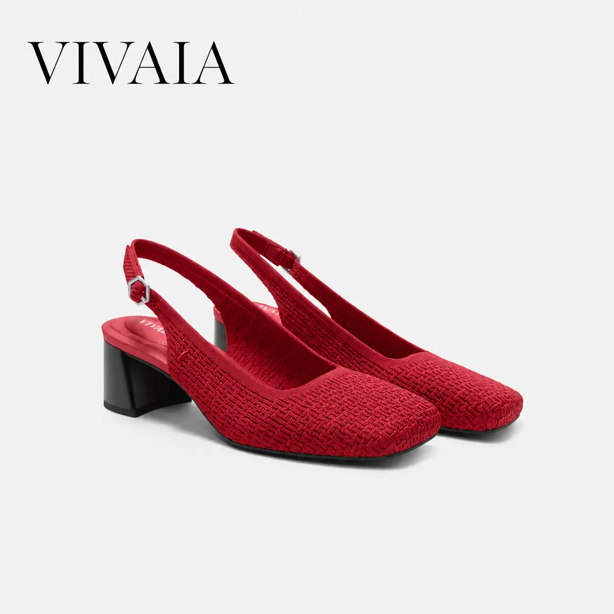 VIVAIA Women’s Square-Toe Slingback Heels, Lightweight Wide-Fit Platform Block Heels with Adjustable Strap for Work & Dress (Mikko)