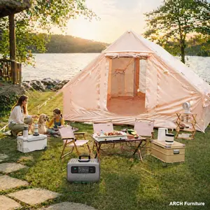 Larger Size All-Season Use Oxford Cloth Inflatable Cabin Tent, UV-Resistant, Waterproof, Windproof, Easy-Setup with Hand Pump, Mesh Windows & Chimney Window, Year-Round Camping Gear, Tents For Camping, Inflatable Tents