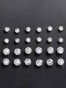 Women's Mixed Size Elegant Rhinestones Decor Stud Earrings, Ear Jewelry For Party, Daily Clothing Decor For Girl, Fashion Earrings