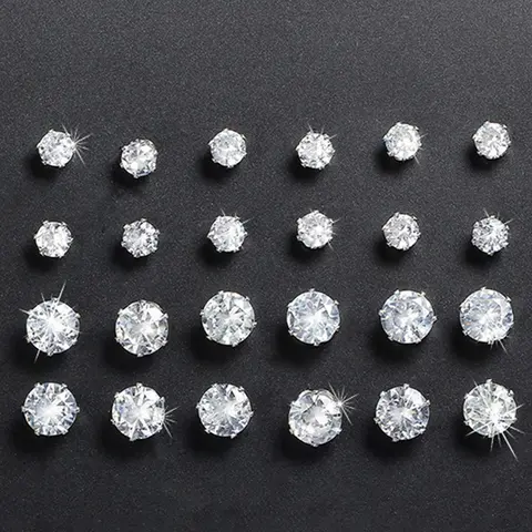 Women's Mixed Size Elegant Rhinestones Decor Zircon Stud Earrings, Ear Jewelry For Party, Daily Clothing Decor For Girl