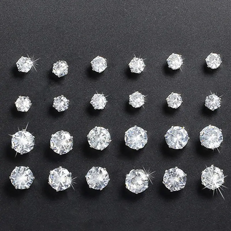 Women's Mixed Size Elegant Rhinestones Decor Zircon Stud Earrings, Ear Jewelry For Party, Daily Clothing Decor For Girl