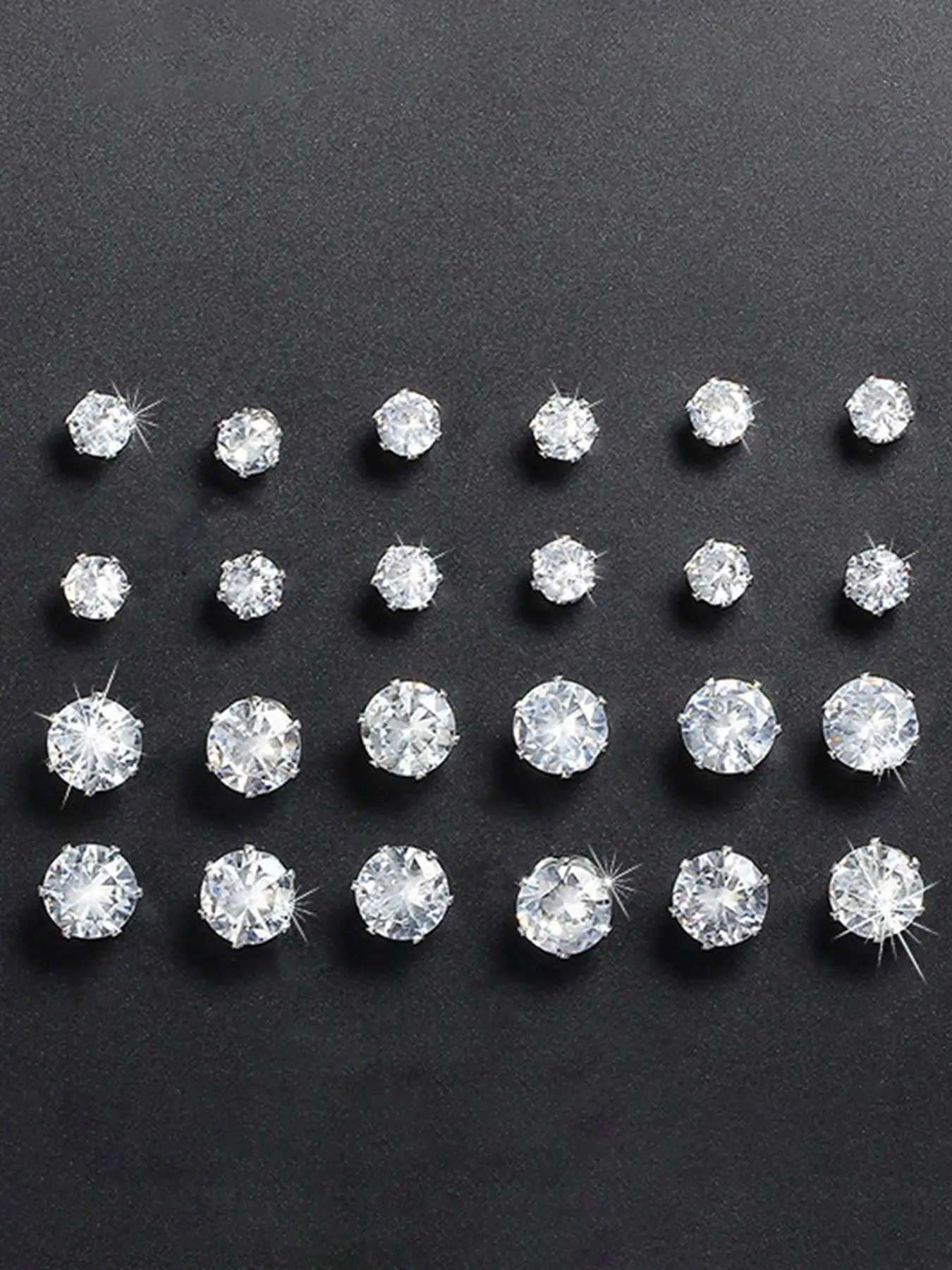 Women's Mixed Size Elegant Rhinestones Decor Stud Earrings, Ear Jewelry For Party, Daily Clothing Decor For Girl