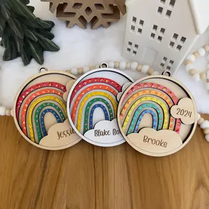 Personalized rainbow ornament, handmade with rhinestone embellishments, Custom rainbow baby gift, Baby's First Christmas ornament Magical Decor