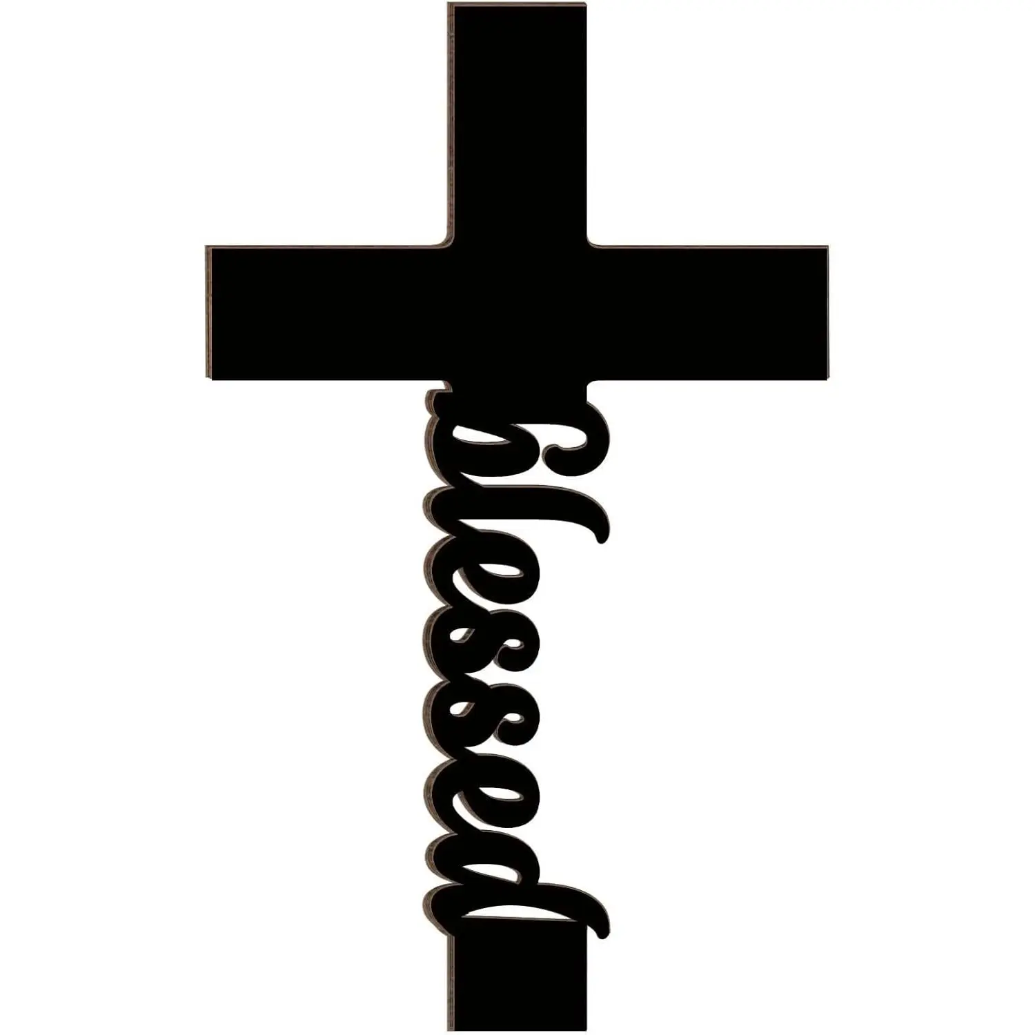 Uflashmi Wooden Cross Wall Decor, Blessed Black Wall Cross, 9.8 Inch | Black wooden Blessed cross for living room, bedroom, entryway or church wall decor; measures approximately 9.8 x 5.9 inches