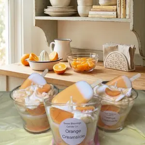 Sweet Blessings Candle Co. Orange Creamsicle Candle with Real Orange Slices and Whipped Cream Topper