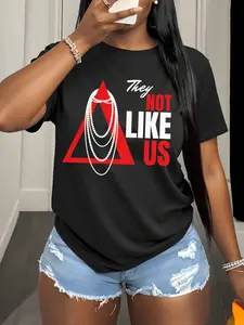 DST They Not Like Us Tee, Delta Sigma Theta Inspired, DST T-Shirt Gift, Woman Graphic Women's Casual Short Sleeve T-Shirt | Round Neck Top, Machine Washable Regular Fit, Street Style Apparel, Medium Elasticity Fabric For Spring & Summer