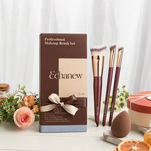ECHANEW 4-in-1 Nose & Face Contour Brush Set - Angled Stippling Brush for Seamless Contouring, Precision Nose Sculpting & Blending Tools - Perfect for Cream & Powder