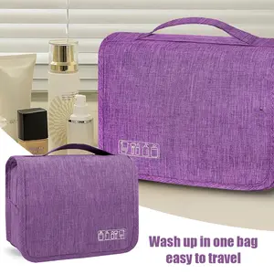 Waterproof Foldable Toiletry Bag, 1-Count Multifunctional Travel Cosmetic Organizer, Large-Capacity Portable Hanging Toiletry Bag for Business Trips, Vacations, Gym and Camping, Multifunctional Toiletry Bag