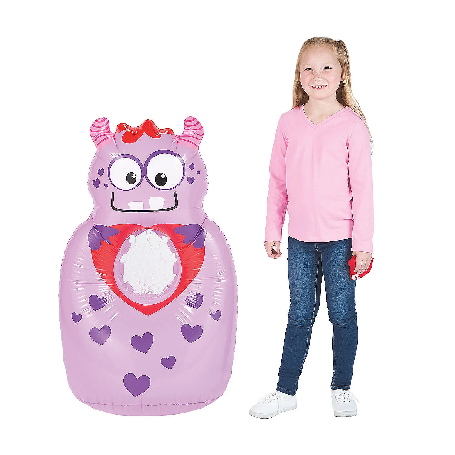 Inflatable Valentine's Day Monster Toss Party Game, 25.5" x 43" Vinyl Sports & Outdoor Game for Fun Family Bonding Activities, Party Games