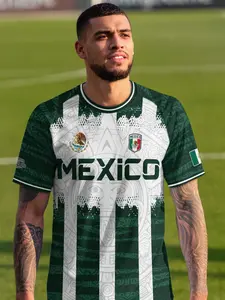Mexico Aztec Calendar Sun God Heritage National Soccer Jersey, Fitted Short Sleeve Letter Pattern, All Seasons Wear