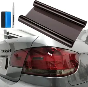 FONESO 60x12" Car Headlight Tint Film with Squeegee and Cutter Kit,Multifunctional Fog Light/Taillight Tint Film,Stretchable+Cuttable Vinyl Wrap Protector,Non-Marking Self-Adhesive Car Decals Decor, Universal for Car DIY Decoration Accessories (5FTx1FT)