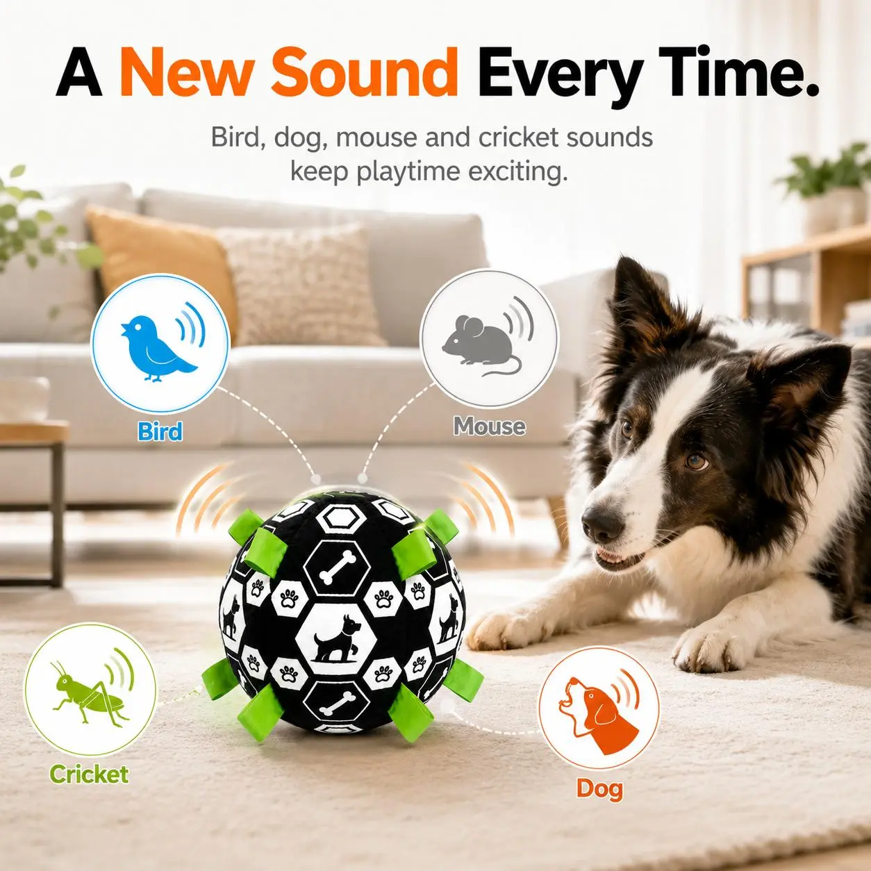 Interactive Dog Toy Ball - 2026 Soccer Fest Edition Self-Moving Interactive Moving Ball, USB Rechargeable, Durable, Squeaky, for Dogs (Guards Fun When You're Away), Toy Balls, Self-Moving Balls