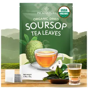 PICKNATURE USDA Organic Dried Soursop Tea Leaves - Antioxidant & Caffeine-Free | Soothe Indigestion, Boost Immunity and Detoxify | 1.76oz (100+ Cups) | Natural Herbal Tea Gifts Beverage