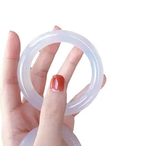 Moonlight White Lychee Agate Bracelet Chalcedony Women's High Ice Jade Finish Elegant Christmas Gift for Her Moldavite Spiritual Growth Pendant Rainbow Crystal Jewelry Accessory Set real  jade  stone