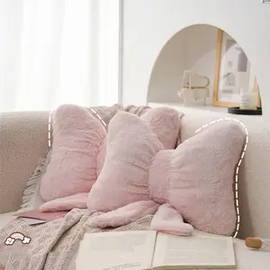 2Pack Pink Bow Throw Pillow Soft Plush Bow Pillow Cute Car Sleeping Pillow for Girls Sofa Backrest Home Bed Decoration