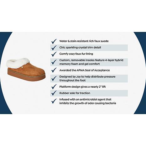 Joy Mangano Joy Glamorous Cozy Slippers w/Orthotic Insole Best Gift Ever!