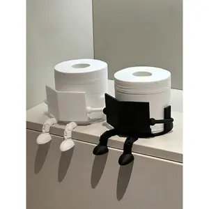 Creative Human-Shaped Toilet Paper Holder - Funny Sitting Design, Made of ABS Plastic, Bathroom Tissue Storage/Novelty Home Decor/Desktop Organizer, Suitable for Home/Adults/Teenagers, Ideal for Bathroom/Bedroom/Living Room, Halloween/Thanksgiving/Christm
