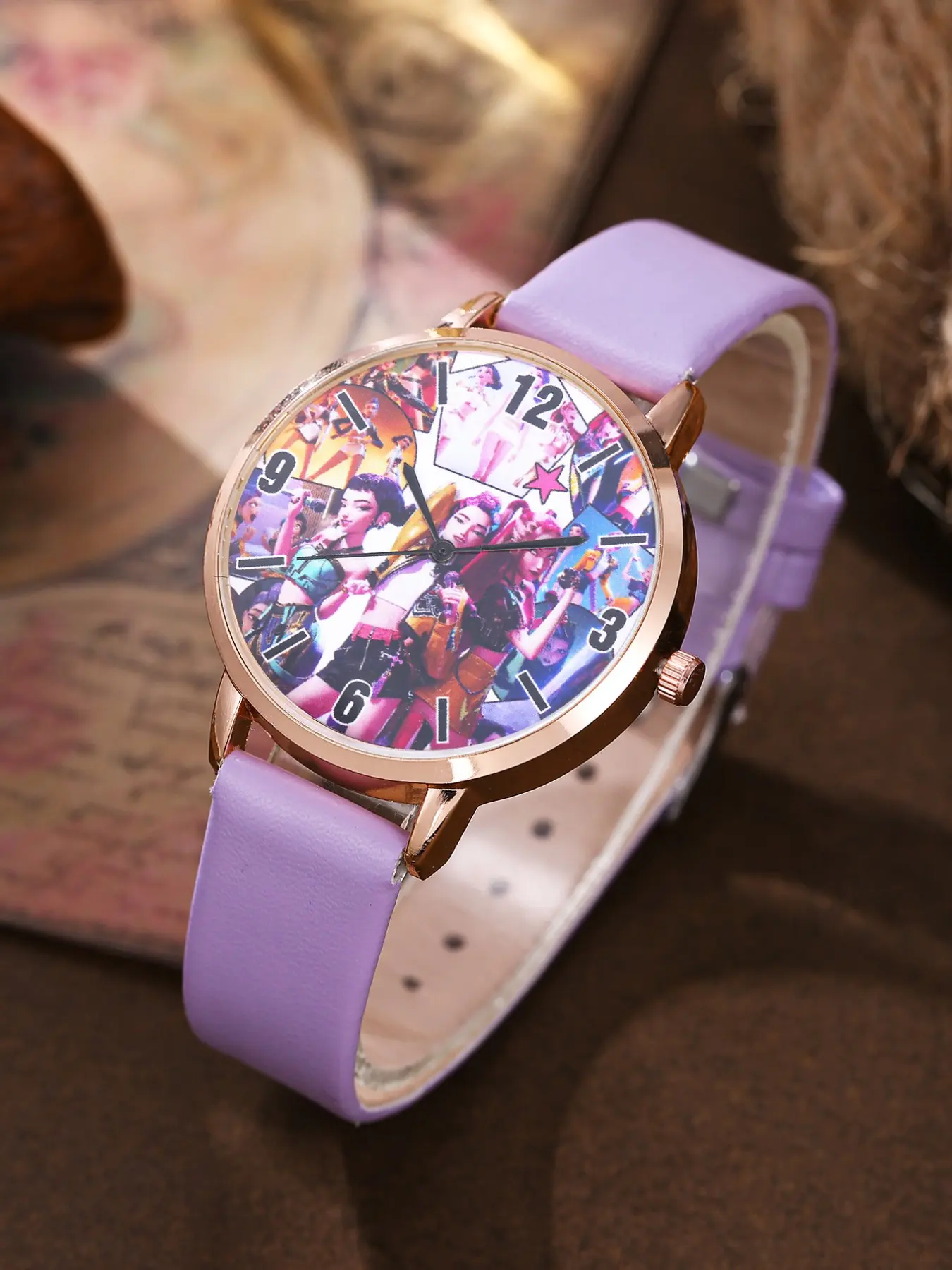 Anime Scene Analogue Watch with Leather Strap, Casual Quartz Movement, Comfortable Wear, Fashion Accessory for All Seasons, Fashion Wristwatches