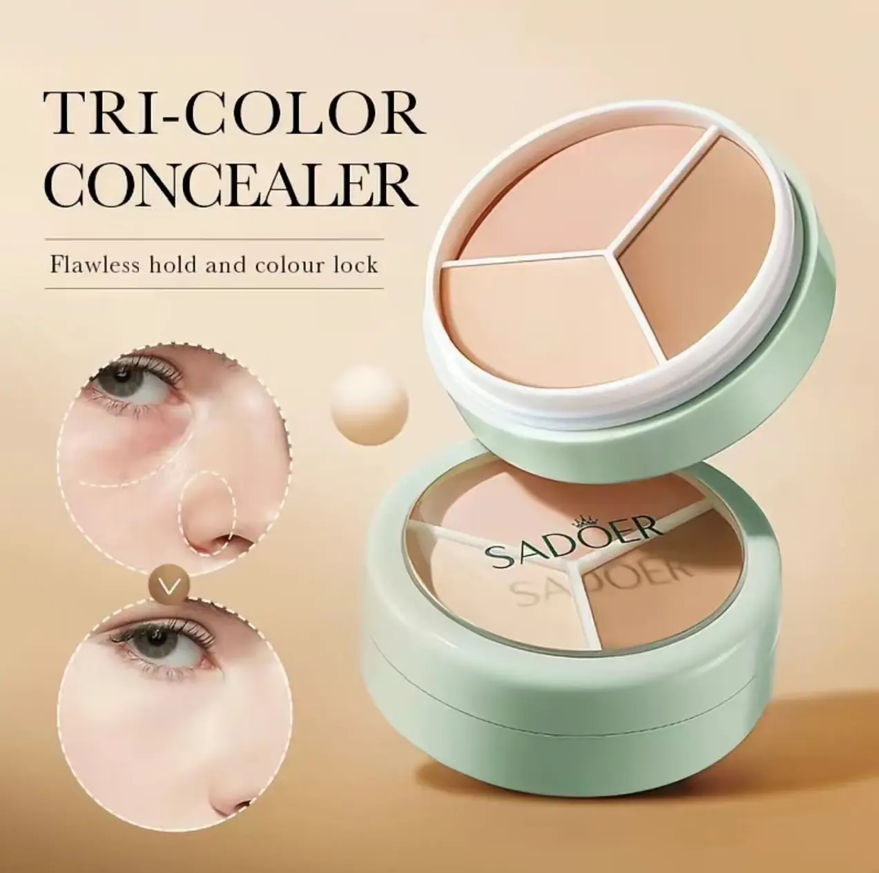 3-Color Brightening Correcting Concealer Palette -Buildable Coverage Lightweight Face Cosmetic,Concealer Solution for Skin Imperfections, NaturalFinish for Light Skin Tones, Compact Easy-to-ApplyDaily Essential