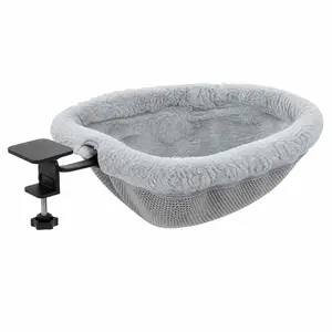 Cozy Cat Bed Climbing Tree Removable Nest and Foldable Bed with Strong Frame Holds 40 lbs Clip-On Perch Detachable Washable Plush Bed Grey Black Cream for Desk Windowsill Bed Less than 2inches Thick - Home
