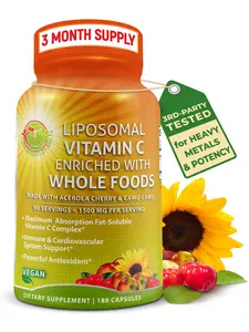 SUPPLEMENTS STUDIO Liposomal Vitamin C 1500mg Capsules - Enriched with Organic Acerola Cherry & Camu Camu - Supports Immune Health - Easy to Swallow - 180 Capsules