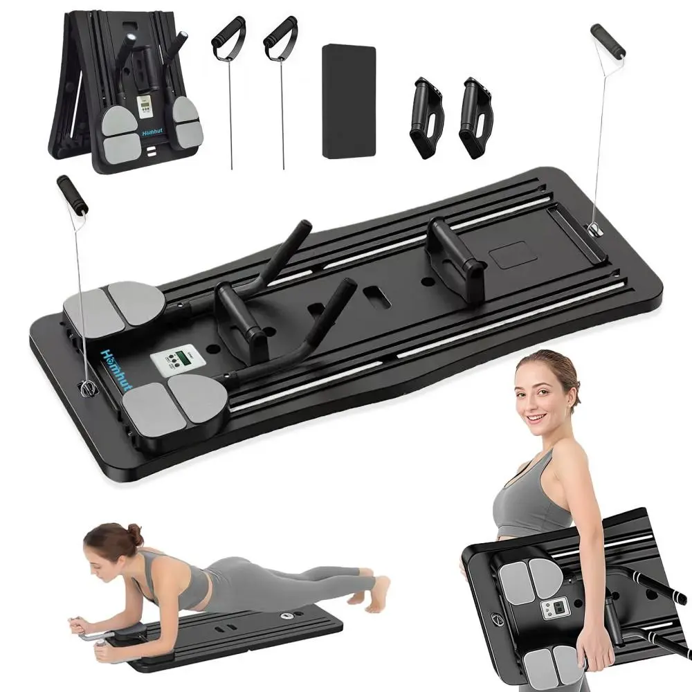 4in1 Fitness Board Home Full Body Training Smart Timer Safe Exercise OneStep Fold Comfortable Rebound NonSlip Mat Home Sports Equipment(4IN1-Black）