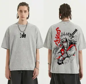 Naruto Shippuden Jiraiya Graphic T-Shirt | Vintage Washed Oversized Streetwear | Premium Cotton Unisex Tee | Anime Fan Gift Casual American Short Sleeve