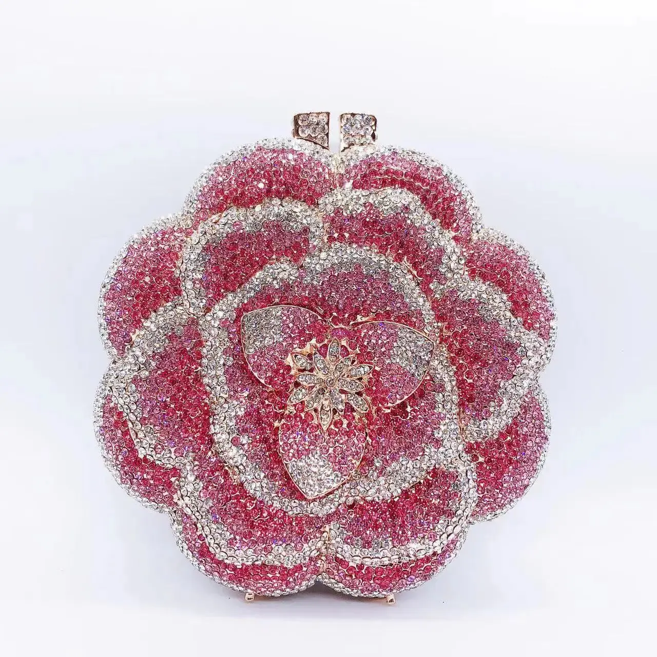 Rose Flower Rhinestone Evening Clutch Bag