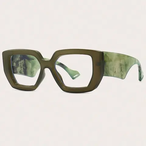 Trendy Geometric Frame Tinted Lens Non-prescription Glasses, Fashionable Retro Anti-blue Light Glasses for Women & Men, Fashion Eyeglasses for Daily Wear, Square Eyeglass Frame, Trendy Casual Eyeglasses, Stylish Trendy Eyewear, Square Frames