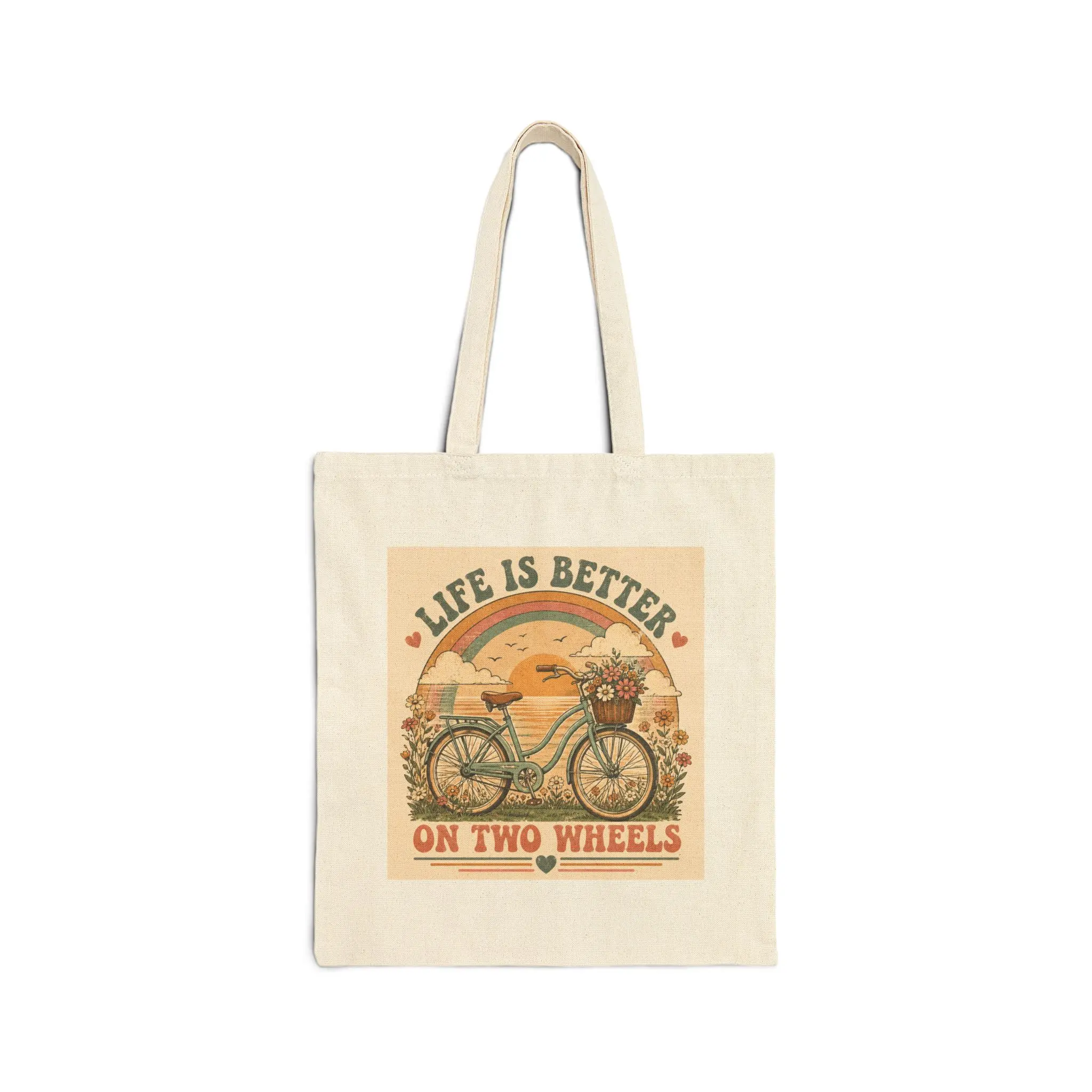 Life Is Better On Two Wheels Tote Bag | Vintage Bicycle Graphic