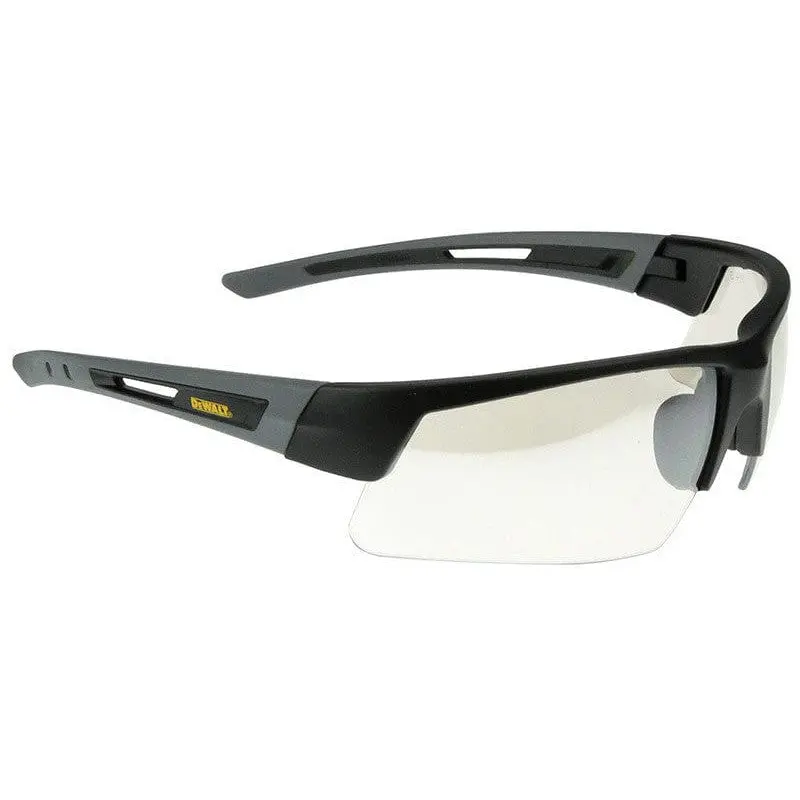 DeWalt Wrap Around Crosscut Safety Glasses - Black Frame with Rubber Grips, Indoor-Outdoor Polycarbonate Lenses, Sun Protection UVA UVB Block, Home Improvement Work Safety Goggles, Wrap Around Sunglasses