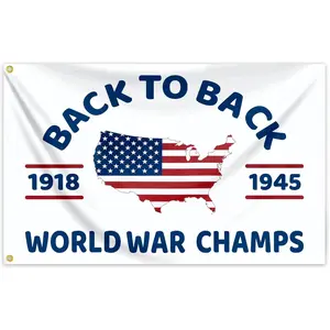 Back To Back Flag 3x5 Ft Funny Man Cave Wall World War Champs Flag for Room Teen Girls Indoor Bedroom and College Dorm Wall Banner Tapestry Decor