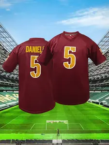 Men's Embroidery American Football Jersey, Casual Short Sleeve V Neck T-Shirts, Breathable Sports Top for All Seasons, Sport Outdoor Clothing