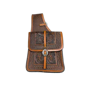 Circle Y Hand Tooled Leather Saddle Bag
