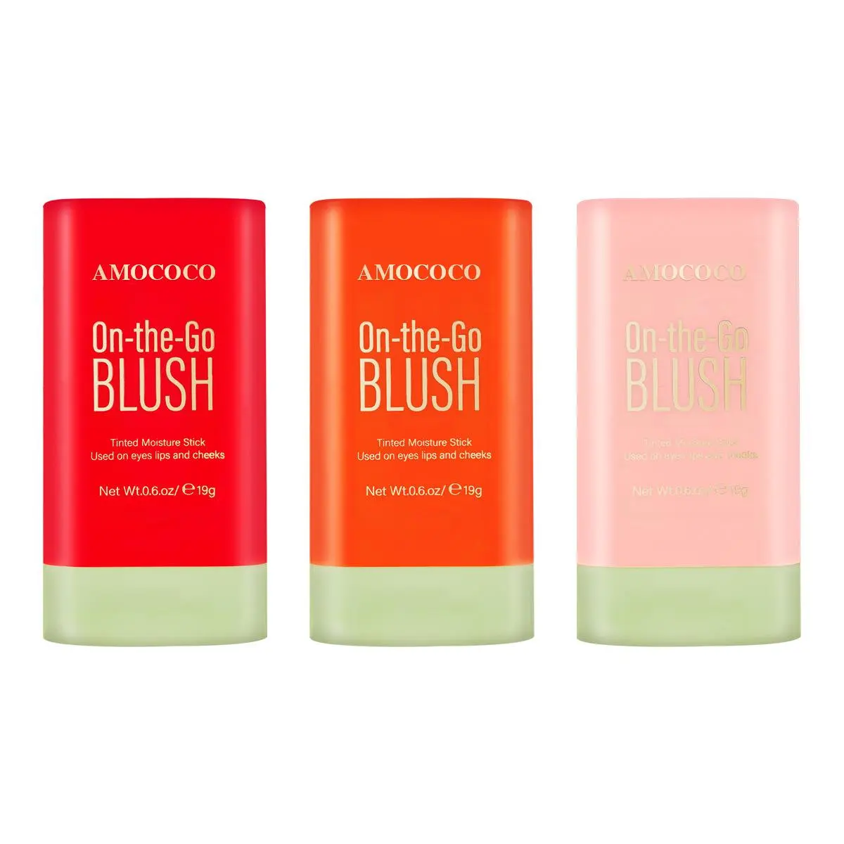 Long Lasting Blush Stick - 3 Count Moisturizing Blush for Cheeks, Lips, Eyes, Multi-Use, Smooth Finish, Ideal for Makeup Use