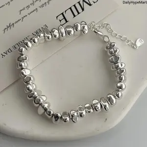 Vintage Handmade Stone Bead Pattern Bracelet, Birthday Gift for Her Him