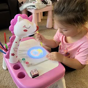 Product Review of Drawing Projector for Kids, Art and Crafts, Drawing Board with Music, Color Pens, Pencils, Crayons, Scrapbook, Unicorn Sticker Book, Ideal Toy for 3+ Year Old Girls & Boys (Unicorn Kit) from A**🇸
