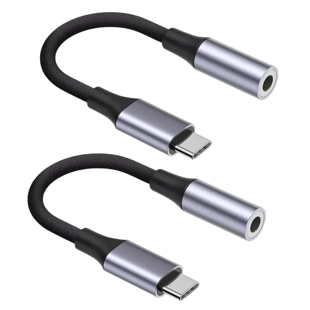 (2 Pack) Type-C Audio Converter USB-C to 3.5mm Headphone Jack Adapter Compatible with Samsung, iPhone 15, Pixel