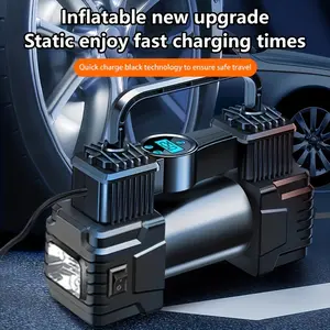 1 portable powerful air pump for air compressor tire inflation machine, suitable for car tires, auto parts, automatic tire pumps, with LED digital pressure gauge and LED light, suitable for SUVs, trucks, cars, bicycles, basketballs, lifebuoys, no battery