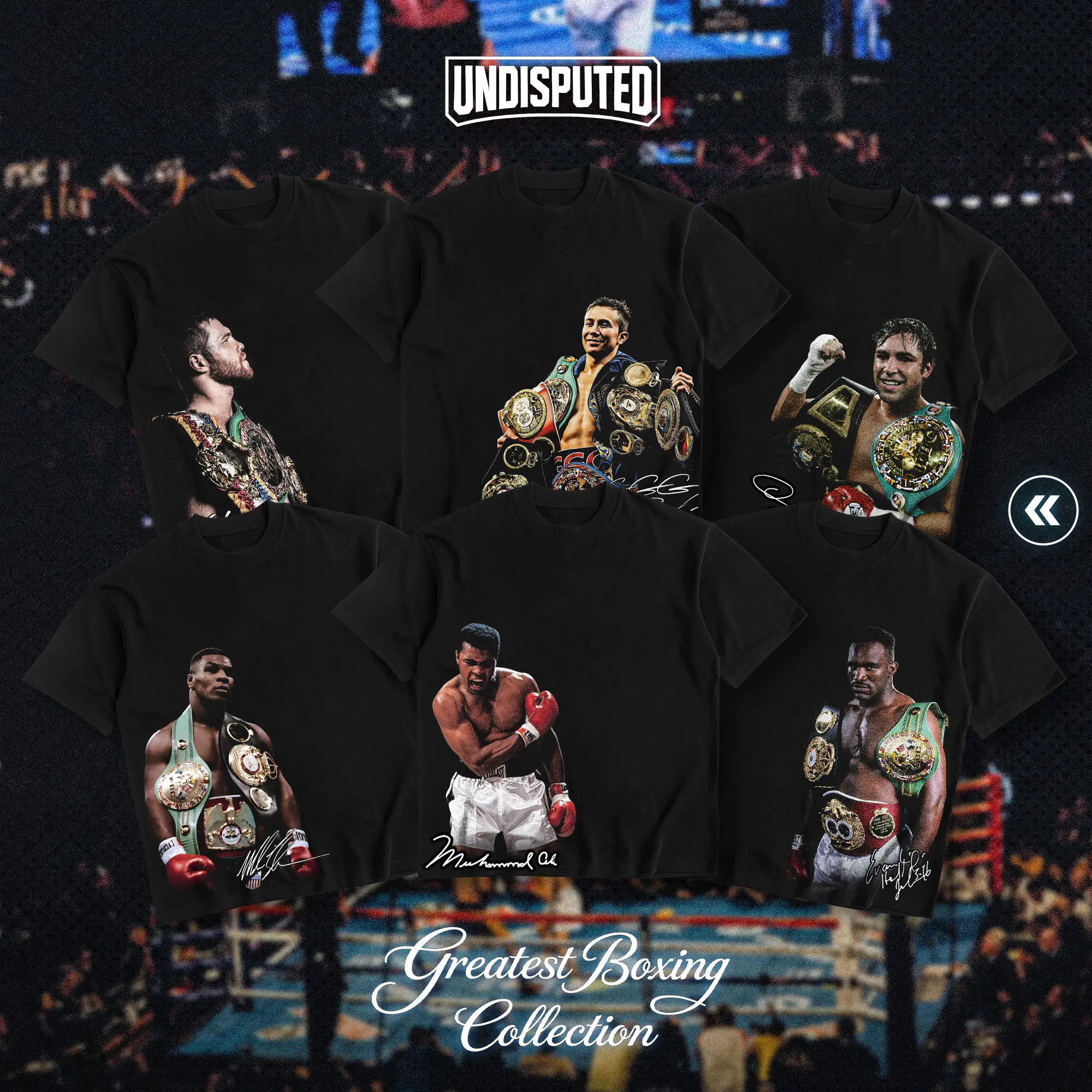 UNDISPUTED Greatest Boxing Collection Shirt For Boxing Fan Unisex Heavy Cotton Tshirt Combat Apparel Casual Street Style Direct-to-garment Breathable Printing