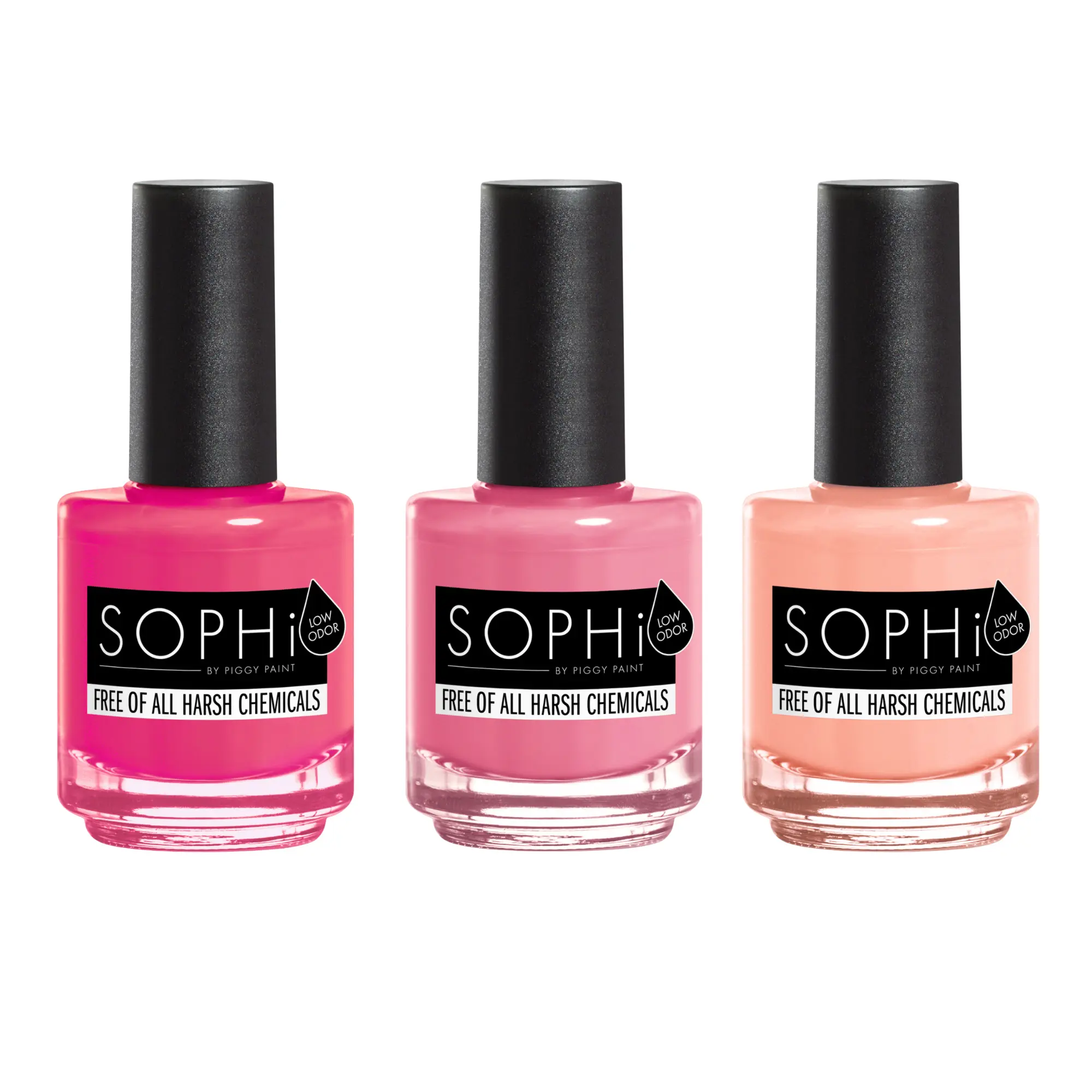 SOPHi So Peachy Pink - Non-toxic Nail Polish Set - Bright Side Babe, Made Me Blush, Peach Perfect - 0.5 fl oz - Cruelty-free, Vegan, Water-based Formula