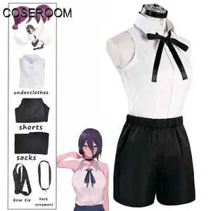 Chainsaw Reze Cosplay Costume Outfits Shirt Tie Short Wig Neck Ring Women Anime Uniform Halloween
