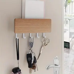 1PC Home Multi-Functional Wooden Storage Hanging Rack, Wall Mount, Durable Wood Material, Space-Saving Design, Ideal for Organizing Small Items, Perfect for Kitchen and Bathroom